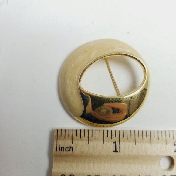 Vintage Napier Gold Tone Round Circle Brooch, Minimal Unisex Lapel PIn - Picture 3 of 7